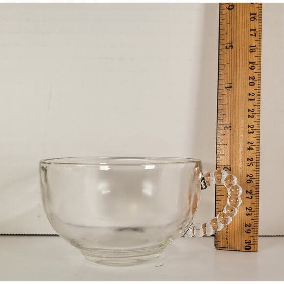 Hazel Atlas Apple Snack Set 4 Plates 4 Cups Orchard Embossed Clear Glass - Picture 11 of 13